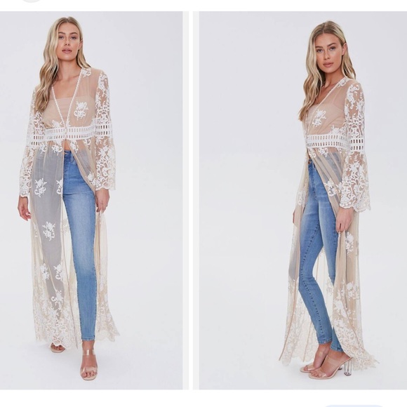 Forever 21 Tops Sheer Crochet Lace Kimono Poshmark